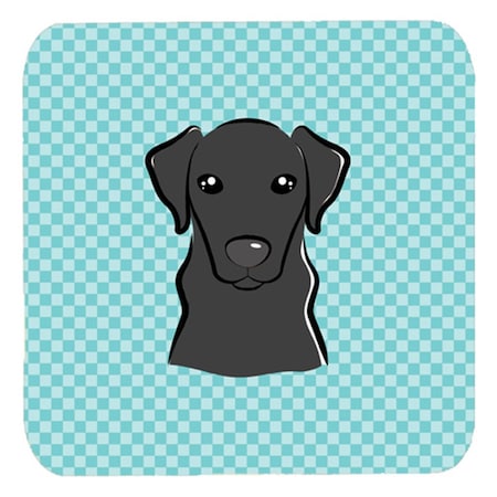 3.5 X 3.5 In. Checkerboard Blue Black Labrador Foam Coasters- Set Of 4